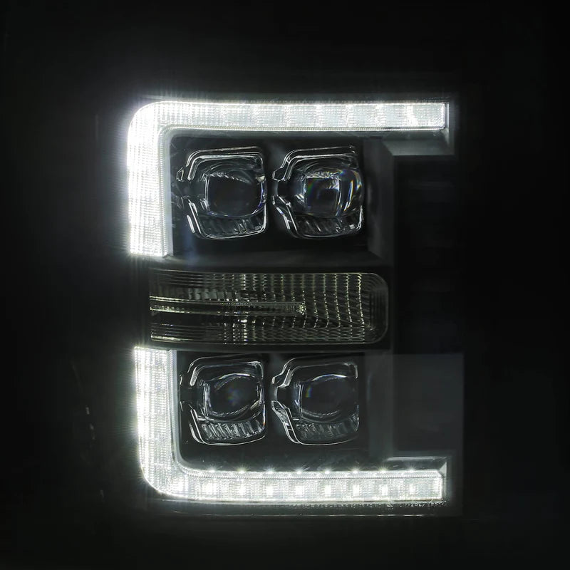NOVA Alpha Black Headlights w/ Selectable Amber DRL for 2011-2016 Super Duty