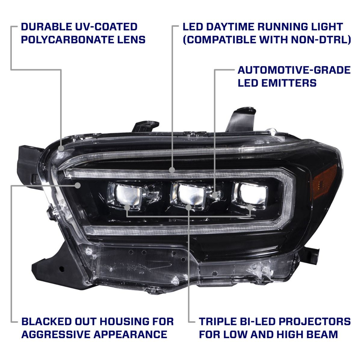 Amber DRL Headlights for 2016-2023 Tacoma