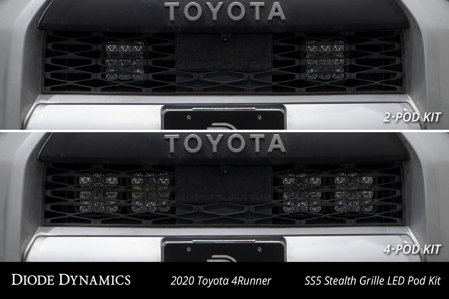 Diode Dynamics 2014-2024 Toyota 4Runner SS5 Stealth Grille LED Light Pod Kit