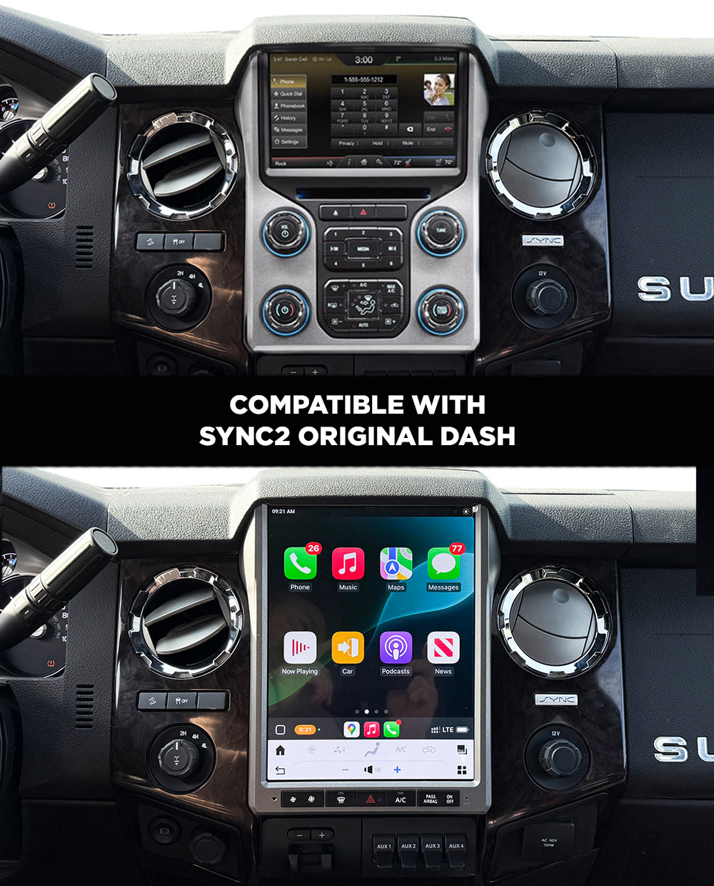 12.1" Vertical Dash Infotainment with Wireless Carplay for 2010-2016 Ford Superduty