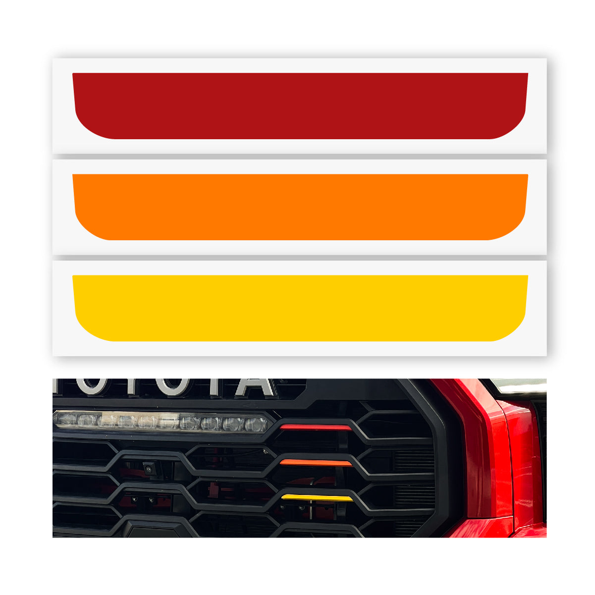 Heritage Accent Vinyl Decals for 2023+ Sequoia Grille (Red/Orange/Yellow)