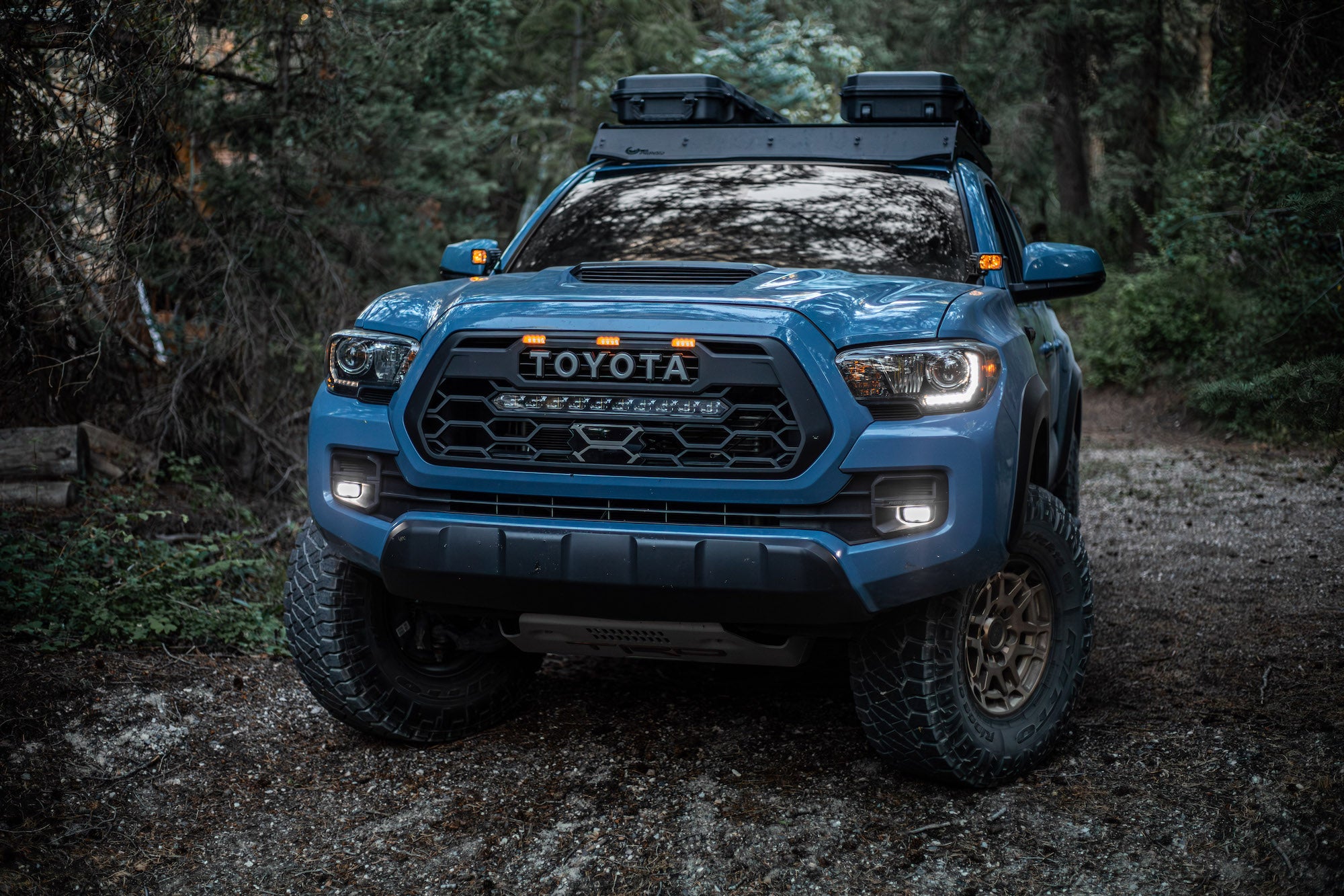 thumbnail image 2 of 2016-2023 Tacoma Hood Grille With LED Lights – Matte Black Mesh Front Bumper Grille + Accessories Included 2 of 2
