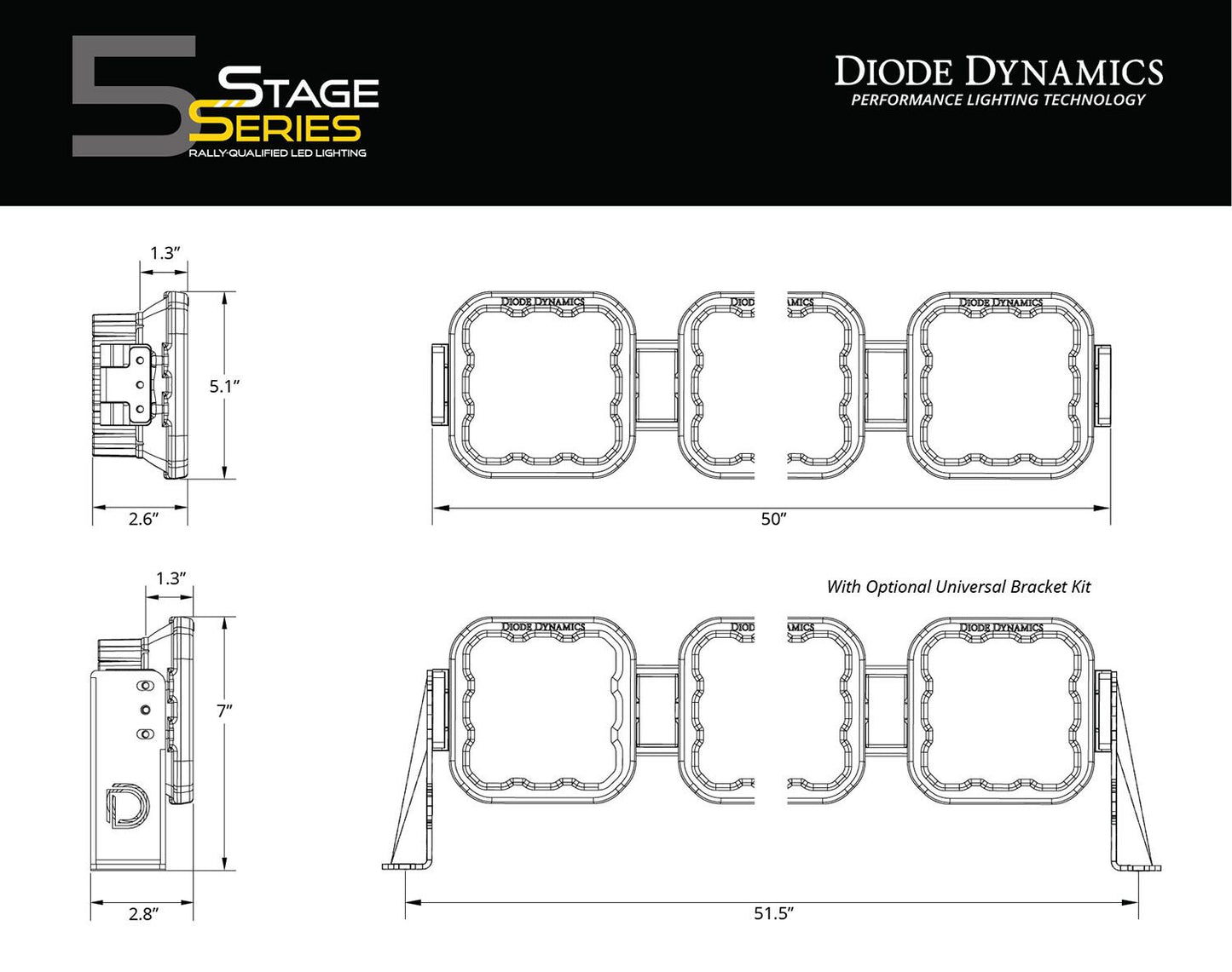 8-Pod SS5 Crosslink LED Roof Rack Light Bar Kit