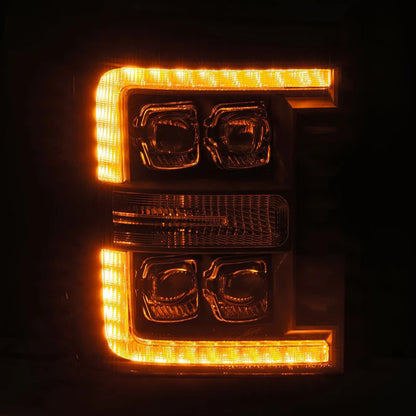 NOVA Alpha Black Headlights w/ Selectable Amber DRL for 2011-2016 Super Duty