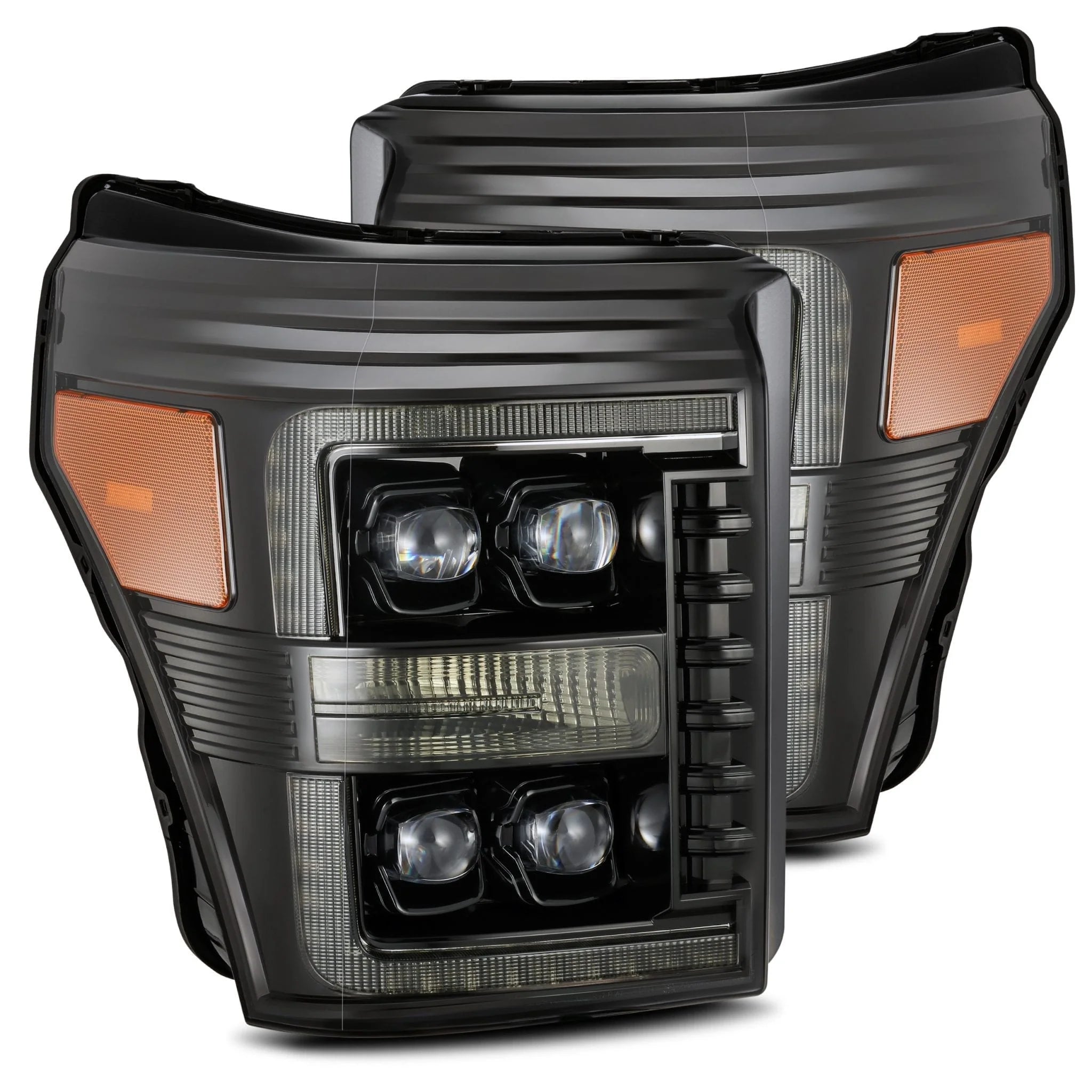 NOVA Alpha Black Headlights w/ Selectable Amber DRL for 2011-2016 Super Duty