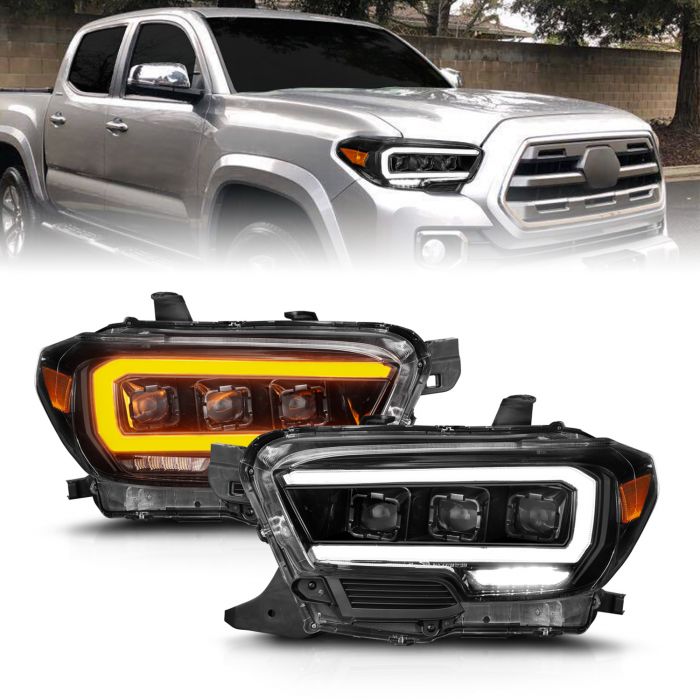 Projector Headlights for 2016-2023 Tacoma Black w/ Initiation & Sequential Signal