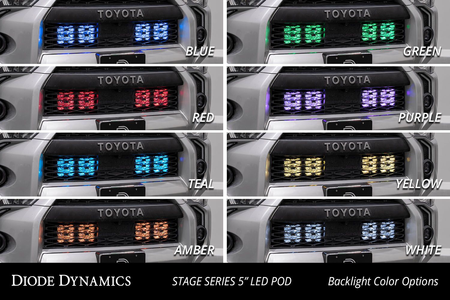 Diode Dynamics 2014-2024 Toyota 4Runner SS5 Stealth Grille LED Light Pod Kit