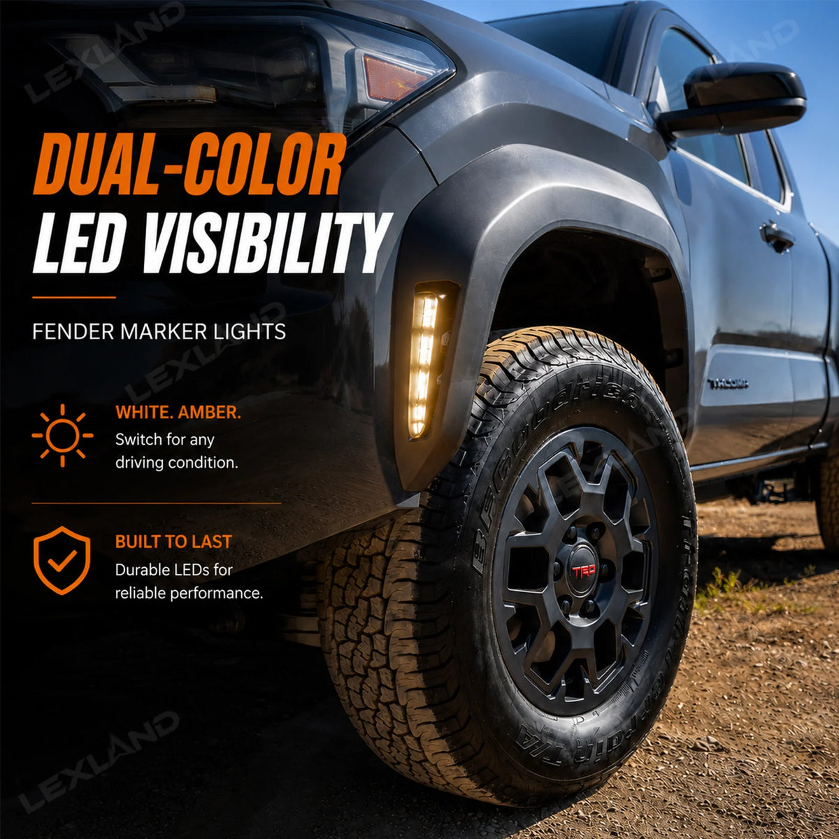 Dual-Color LED Fender Lights Lights for 2024+ Tacoma